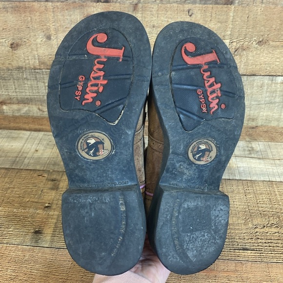 Justin Gypsy Western Boot Womens Size 6.5 B Leather Ankle Boots Round Toe Heels - Picture 10 of 13